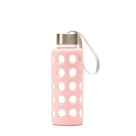Pink borosilicate silicone glass bottle 300 ml