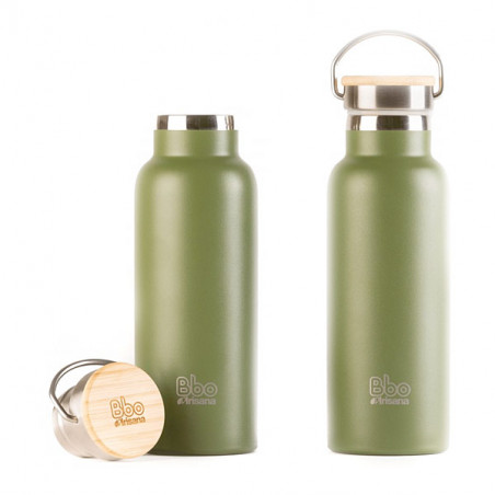 Thermos bamboo lid green bottle 500 ml