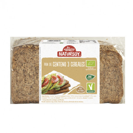 ** PAN CENTENO TRES CEREALES 500 GR